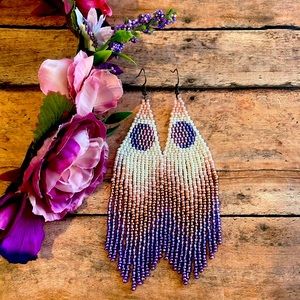 Purple moon beaded Earring